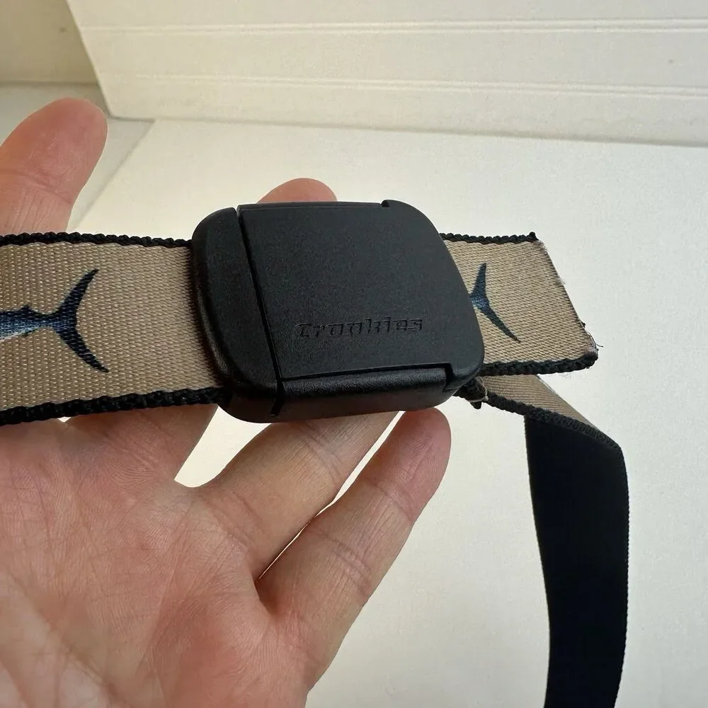 Croakies Webbing Mens Beige Belt 40 in Plastic Buckle Marlin Fishing Boating Sea